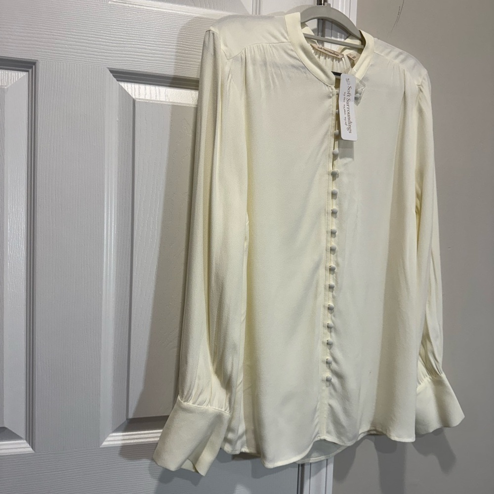 Soft Surroundings Marshmallow Button-Up Top size L